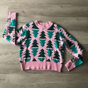 Grayson Threads Pink and Green Knit Sweater